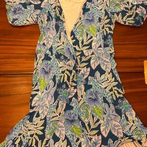 Lilly Pulitzer Blue and Pink Leaf Dress